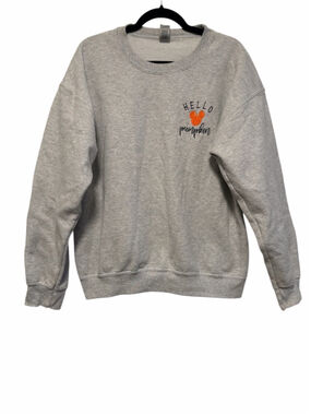 Boutique Disney Fall Mickey Hello Pumpkin Gray Crewneck Sweatshirt - Size Large